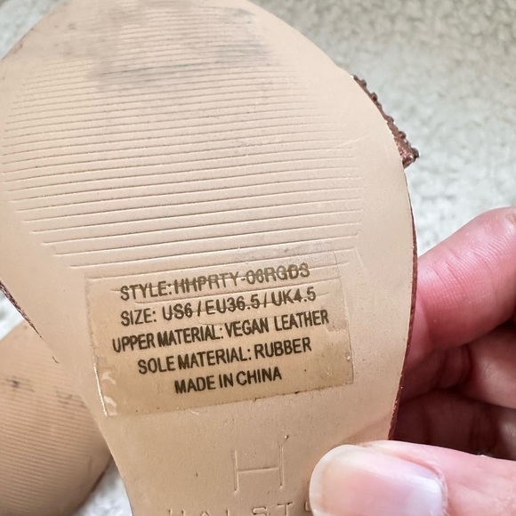 Halston Rhinestone Ankle Strap Sandal - Heels open toe Rosegold Sparkle Party 6 - Picture 10 of 14